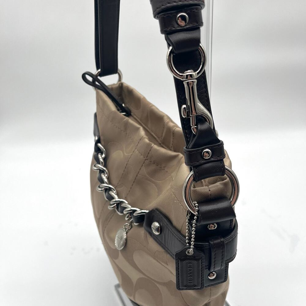 COACH Signature Hobo Braided Chain Shoulder Bag, RARE MEDALLION CHARM - Picture 7 of 11